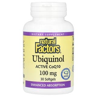 Natural Factors, 泛醇,活性輔酶 Q10,100 毫克,30 粒軟凝膠