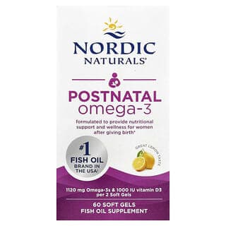 Nordic Naturals, 產後 Omega-3,檸檬味,60 粒軟膠囊