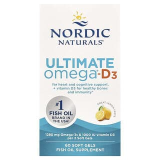 Nordic Naturals, Ultimate Omega-D3,檸檬味,60 粒軟凝膠