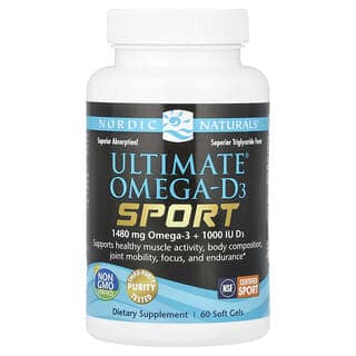 Nordic Naturals, Ultimate Omega-D3 Sport,60 粒軟凝膠