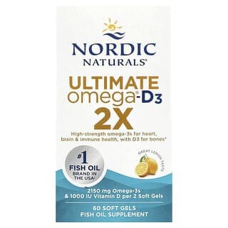 Nordic Naturals, Ultimate Omega®-D3 2X 軟膠囊,檸檬味,60 粒
