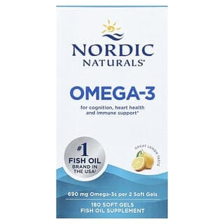 Nordic Naturals, Omega-3,檸檬味,180 粒軟膠囊(每粒軟膠囊 345 毫克)