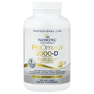 Nordic Naturals, ProOmega 2000-D,檸檬味,1,250 毫克,120 粒軟凝膠(每粒軟凝膠 625 毫克)