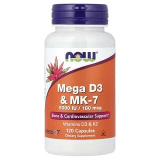 NOW Foods, Mega D3 和 MK-7,120 粒膠囊