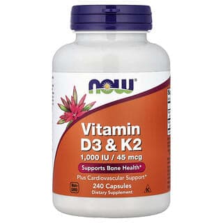 NOW Foods, 維生素 D3 和 K2,240 粒膠囊