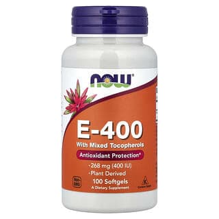 NOW Foods, E-400,含混合生育酚,268 毫克(400 國際單位),100 粒軟凝膠