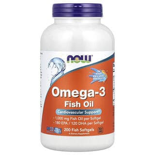 NOW Foods, Omega-3 魚油,1000 毫克,200 粒魚軟膠囊
