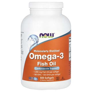 NOW Foods, Omega-3 魚油,1000 毫克,500 粒軟膠囊