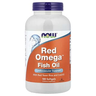 NOW Foods, 含紅曲米和輔酶 Q10 的 Red Omega™ 魚油,180 粒軟膠囊