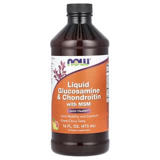 NOW Foods, 含 MSM 的液體葡萄糖胺和軟骨素,柑橘味,16 液量盎司(473 毫升)