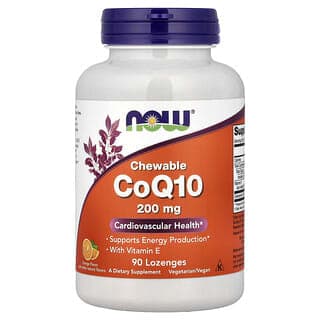 NOW Foods, 含維生素 E 的輔酶 Q10 咀嚼片,橙子味,90 粒