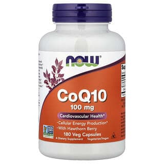 NOW Foods, 輔酶 Q10,含山楂果,180 粒素食膠囊