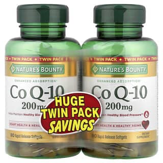Nature's Bounty, 輔酶 Q-10,雙瓶包裝,200 毫克,2 瓶,每瓶 80 粒速釋軟凝膠