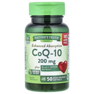 Nature's Truth, 輔酶 Q-10 Plus 黑胡椒提取物,加強吸收,200 毫克,50 粒速釋軟膠囊