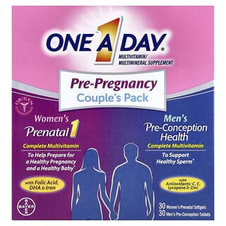 One-A-Day, 備孕夫妻套裝,女性產前健康和男性備孕健康,30 粒女性產前軟膠囊,30 粒男性備孕片劑