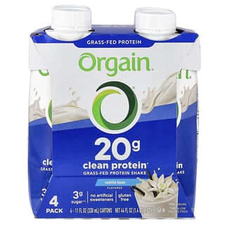Orgain, 清潔草飼蛋白質奶昔,香草豆,4 包,每包 11 液量盎司(330 毫升)