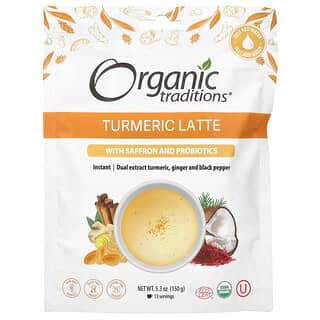 Organic Traditions, 含有番紅花和益生菌的薑黃拿鐵,5.3 盎司(150 克)