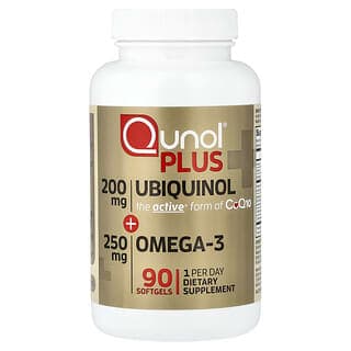 Qunol, 加上泛醇 + Omega-3,200 毫克+ 250 毫克,90 粒軟膠囊