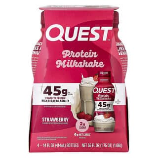 Quest Nutrition, 蛋白質奶昔,草莓味,4 瓶,每瓶 14 液量盎司(414 毫升)