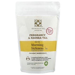 Secrets of Tea, 晨吐緩解® 茶,蜜桃和姜,無咖啡萃取,20 個未漂白茶包,1.47 盎司(41 克)