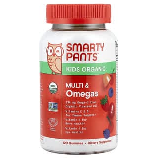 SmartyPants, 兒童有機配方,多營養素和 Omega 軟糖,混合漿果和櫻桃味,120 粒