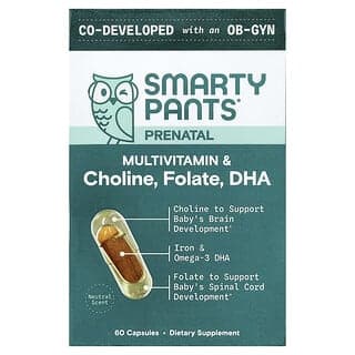 SmartyPants, 孕期,多維生素及膽鹼,葉酸,DHA,60 粒膠囊