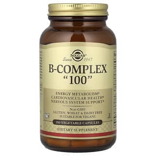Solgar, 複合 B 族維生素 “100”,100 粒素食膠囊