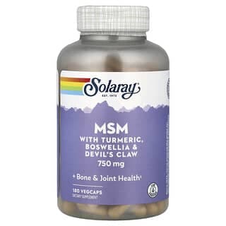 Solaray, MSM 含姜黃、乳香和南非鉤麻,180 粒素食膠囊