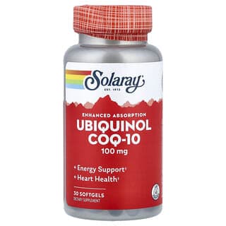 Solaray, 泛醇輔酶 Q10,加強吸收,100 毫克,30 粒軟膠囊