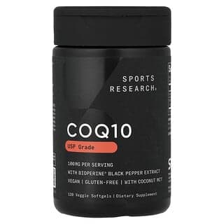 Sports Research, USP 級輔酶 Q10,含 BioPerine,100 毫克,120 粒素食軟凝膠