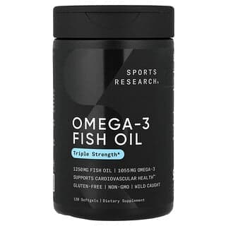 Sports Research, Omega-3 魚油,Triple Strength,120 粒軟凝膠