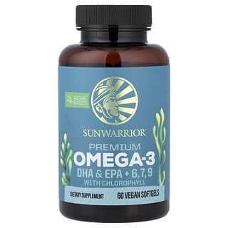 Sunwarrior, 優質 Omega-3,DHA 和 EPA + 6、7、9,含葉綠素,60 粒全素軟膠囊