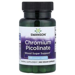 Swanson, 吡啶羧酸鉻,200 微克,100 粒全素膠囊