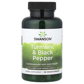 Swanson Vitamins, 姜黃和黑胡椒,90 粒全素膠囊