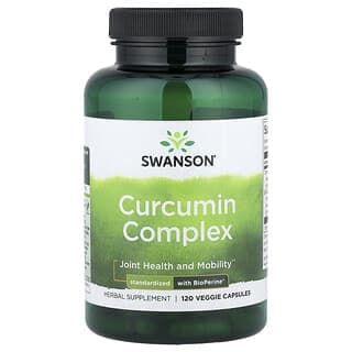 Swanson Vitamins, Curcumin Complex,標準化爲 BioPerine®,120 粒素食膠囊