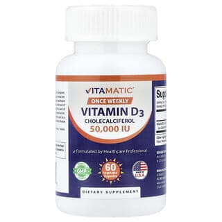 Vitamatic, 維生素 D3,1,250 微克(50000 國際單位),60 粒素食膠囊