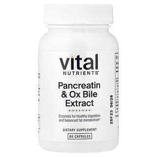 Vital Nutrients, 胰酶和牛膽汁提取物,60 粒膠囊