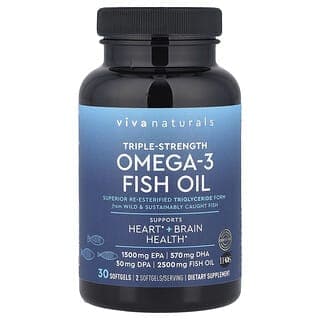 Viva Naturals, Omega-3 魚油,三倍功效,2500 毫克,30 粒軟膠囊(每粒軟膠囊 1250 毫克)