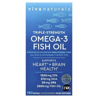 Viva Naturals, Omega-3 魚油,三倍功效,2500 毫克,180 粒軟膠囊(每粒軟膠囊 1250 毫克)