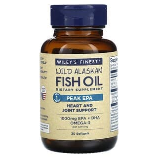 Wiley's Finest, 野生阿拉斯加魚油,Peak EPA,1000 毫克,30 粒魚軟凝膠