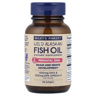 Wiley's Finest, 野生阿拉斯加魚油軟膠囊,孕期DHA,600 mg,60粒