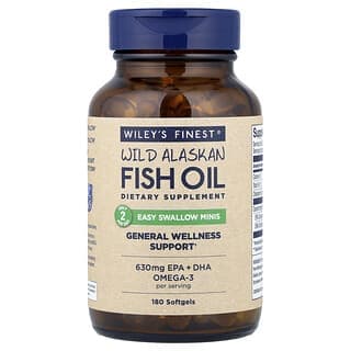 Wiley's Finest, 野生阿拉斯加魚油,易吞嚥微型,630 毫克,180 粒軟凝膠